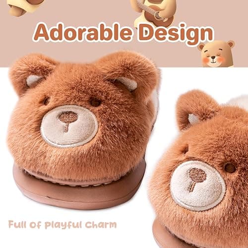 Drecage Toddler Kids Slippers Girls Boys House Shoes Winter Slippers Plush Warm Soft with Cute Cartoon Design Indoor Shoes thumbnail 3