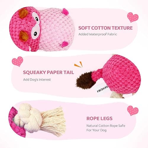 IOKHEIRA Indestructible Dog Squeaky Toys for Large Aggressive Chewers, Stuffed Animals with Cotton Material and Crinkle Paper, Durable Chewing Toys thumbnail 3