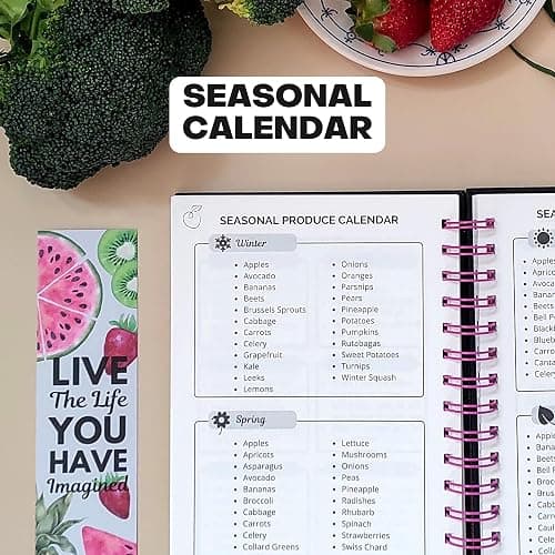 Life & Apples Meal Planner with Grocery List – Undated Weekly Menu & Meal Prep Notebook for Women & Men, Healthy Eating & Weight Loss Planner, 52-Week Spiral Bound Journal, Pineapples thumbnail 4