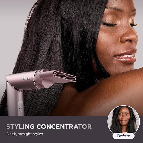 Shark FlexFusion Hair Straightener & Powerful Hair Dryer with Fusion Hair Brush, Ceramic Air Styler with Auto-Wrap Hair Curlers & Concentrator, Ceramic Plates, Cosmic Blush HD641S - Straight & Wavy Hair w/ Straightener thumbnail 11