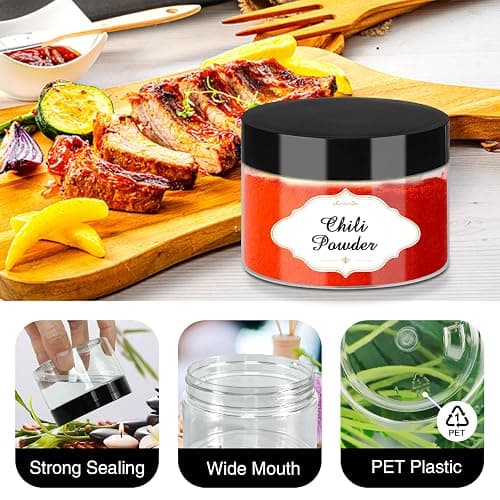 PeacePeo Plastic Jars with Lids 4 OZ, 72 Pack Clear Slime Containers | Empty Refillable, Black Screw on Lids, Organize Small Items, Samples, Lotions & Beauty Products, Keep Home Kitchen Neat thumbnail 4