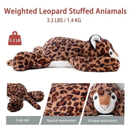 Niuniu Daddy 20" Weighted Stuffed Plush Animal for Kids Adults (Leopard -1) thumbnail 5
