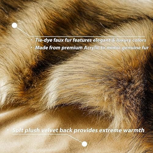 BATTILO HOME Faux Fur Throw Blanket Large Ochre 150x200cm | Luxury Fuzzy Warm Cozy Fluffy Fur Blanket for Bed, Sofa, Couch Home Decor thumbnail 5