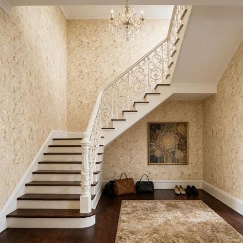Vintage Floral Peel and Stick Wallpaper for Bedroom-French Textured Damask Removable Self-Adhesive Contact Paper 17.7in x 118in Renter Friendly Classic Non-Woven for Living Room (Light Brown) thumbnail 5