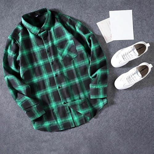 DOKKIA Men's Casual Dress Long Sleeve Buffalo Plaid Checkered Fitted Flannel Shirt thumbnail 6