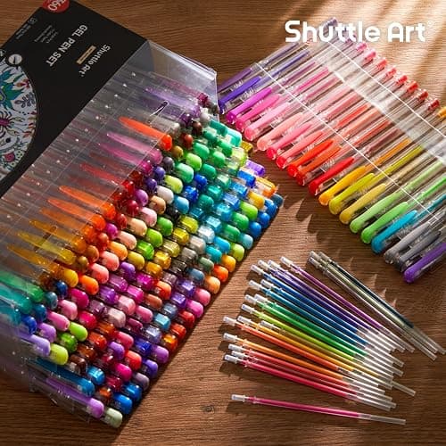 Shuttle Art 360 Pack Gel Pens Set, 180 Colors Gel Pen Set Plus 180 Color Refills Perfect for Adult Coloring Books Doodling Drawing Art Markers thumbnail 7