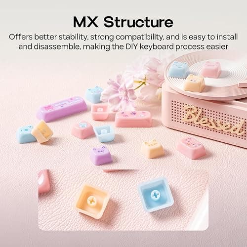 KiiBOOM Cute Cat Keycaps Set, Mao Profile, Cat Shape | PC Keycap for MX Switch Mechanical Keyboard, Compatible with 60%, 65%, 75%, TKL, 96%, Full-Sized Layout (Meow Pudding) thumbnail 7