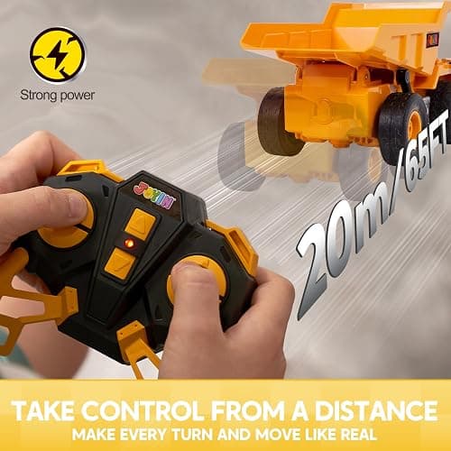 JOYIN Autocarro con Cassone Ribaltabile Telecomandato, Trattore RC da 2,4 GHz con Luci e Suoni, Macchinina per Veicoli da Cantiere da Ragazzi di 3 4 5 6 7 8 anni, regalo di Natale e Compleanno thumbnail 3