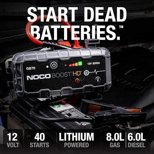 NOCO Boost GB70: 2000A UltraSafe Jump Starter – 12V Lithium Battery Booster Pack, Portable Jump Box, Power Bank & Jumper Cables - for 8.0L Gas and 6.0L Diesel Engines thumbnail 2