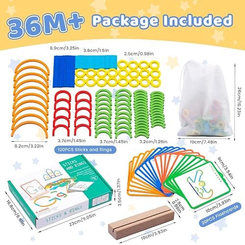 142pcs Wooden Pattern Blocks Montessori Smart Sticks Wooden Tangram Puzzle STEM Toy Activities Preschool Brain Teaser Montessori Toys Gift for 3 4 5 Years Old Kids Boys Girls thumbnail 2