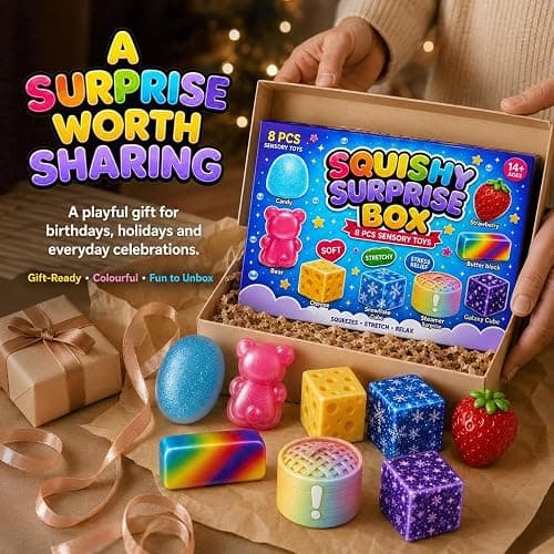 Squishy Box Mystery Set (#H) | 8 Pcs Squishies, Soft Squeeze Fidget Toys, Malt Sugar Blind Box, Fun Gift for Kids Teens and Adults thumbnail 7