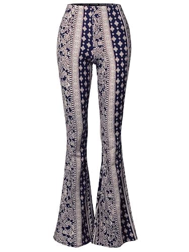 SSOULM Women's Stretchy Wide Leg High Waist Bell Bottom Flare Pants with Plus Size - Image 1
