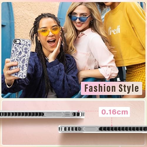 Lotadilo Cute Case for iPhone 6/6S/7/8/SE(2020/2022) - for Women Girls Kawaii Funny Design Fun Aesthetic Blue Line Flower Fashion Girly for Teens Pattern TPU Bumper Phone Covers thumbnail 6