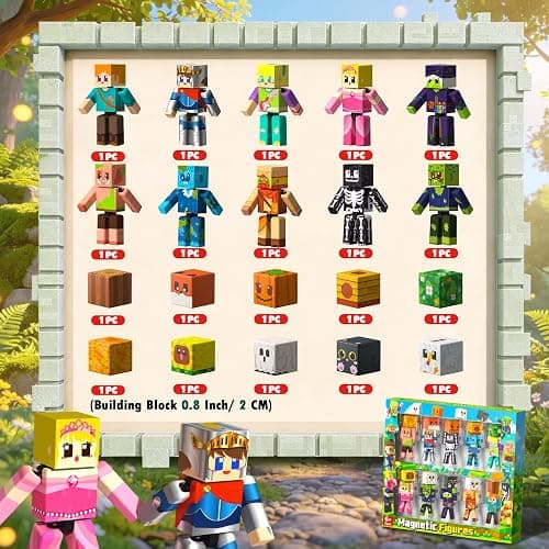 20PCS Rotatable Magnetic Action Figures with Magnetic Building Blocks Set - Creative STEM Magnet Figures Playset Character Toys for Kids, Birthday Gift for Toddlers Boys Girls Ages 6+ thumbnail 2