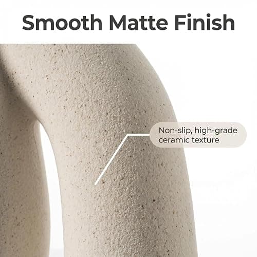 CEMABT Modern Nordic Boho Vase Set - Elegant Beige Matte Ceramic Vase for Living Room, Bookshelf, Mantel, Entryway Table & Console Decor | Home Decor Shelf Decorations Easter Gift thumbnail 5