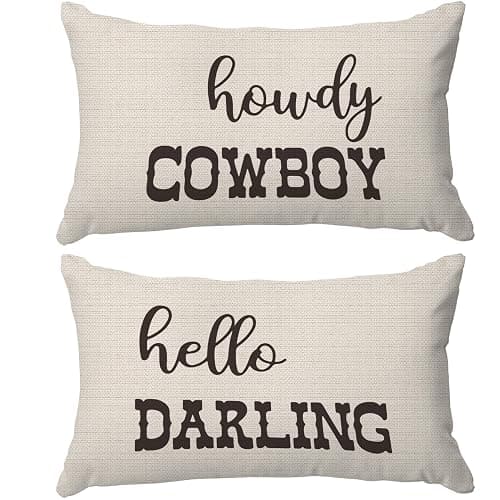 PUHEI Western Throw Pillows - Western Bedroom Decor Throw Pillow Cover, Western Pillow Covers, Western Home Decor, Couple Pillow Case 12 x 20 Inch Sofa Bed, Western Couples Gifts (Off-White) - Image 1