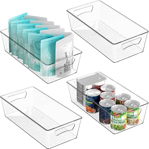 Simple Houseware 4 Pcs Pantry Clear Bin Storage Organizer, 14" x 7" x 3.75" - Image 1