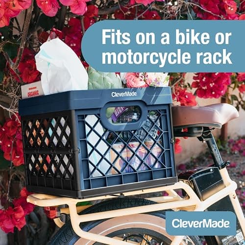 CleverMade Collapsible Milk Crate, Black, 3PK - 25L (6 Gal) Stackable Storage Bins, Holds 50lbs Per Bin - Clevercrates are Heavy Duty, Plastic Collapsible Storage Crate for Multi Purposes thumbnail 8