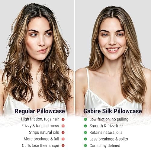 Gabire Mulberry Silk Pillow Cases Set of 2, Both Sides Real Silk Pillowcase for Hair and Skin Prevent Acne Pillowcase Organic Silk Pillow Cases 2 Pack with Hidden Zipper, Beige, Standard (20"×26") thumbnail 3