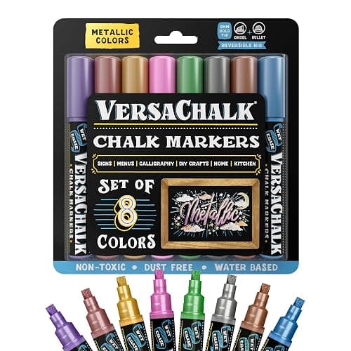 VersaChalk Metallic Liquid Chalk Markers, Set of 8-5mm Tip - Image 1