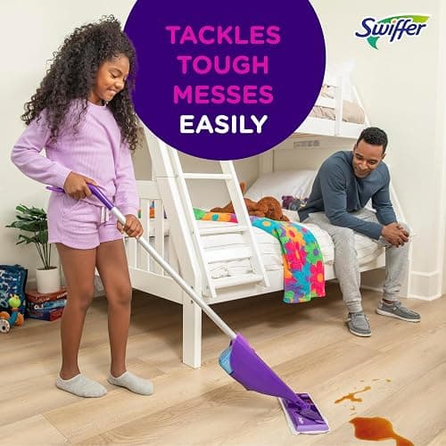 Swiffer WetJet Hardwood and Floor Spray Mop Cleaner Starter Kit, Includes: 1 Power Mop, 10 Pads, Cleaning Solution, Batteries thumbnail 5