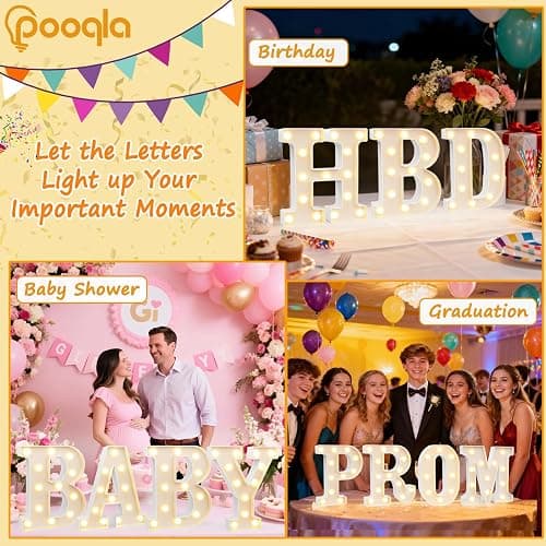 Pooqla LED Marquee Letter Lights Sign, Light Up Alphabet Letter for Home Party Wedding Decoration A thumbnail 5