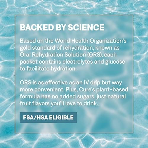 Cure Hydration | Plant-Based Electrolyte Drink Mix | No Added Sugar | FSA-HSA | Dehydration Relief Powder Made with Coconut Water | Non-GMO | Vegan | Pouch of 14 Packets - Tropical Punch thumbnail 7