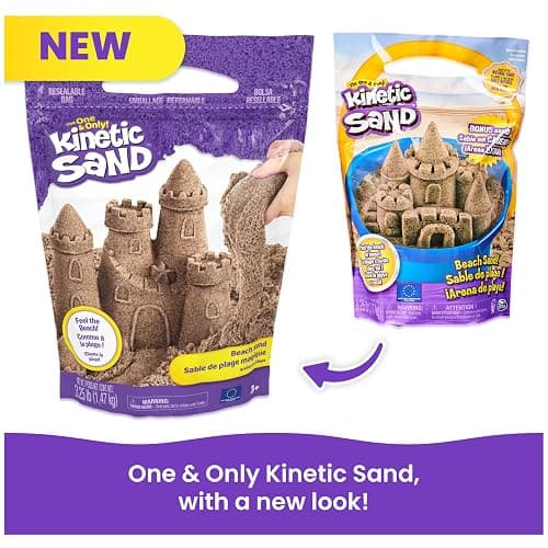 Kinetic Sand 3.25lb Beach Sand Amazon Exclusive, Sensory Toys, Ages 3+ | Moldable Play Sand with Realistic Texture, Refill Playsets & Sensory Bins, Creative Open-Ended Play, Birthday Gifts for Kids thumbnail 6