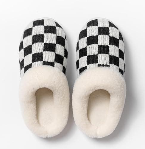 UBFEN Womens Slippers Classic Plaid Winter Warm with Memory Foam Fluffy House Shoes Platform Indoor Bedroom thumbnail 7