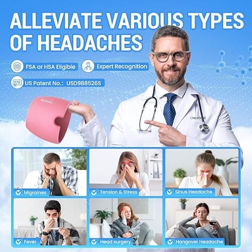 ONLYCARE Migraine Relief Cap, Upgraded Odorless Migraine Ice Head Wrap, Headache Relief Hat for Migraine, Slight-Pink thumbnail 7