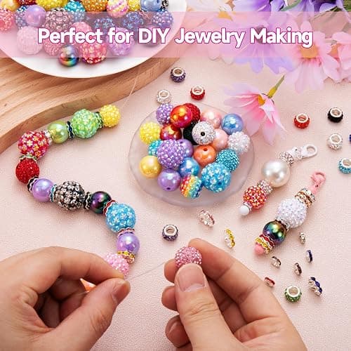 HUISUYTON 190 Pcs Beads for Pens Making, Included Rondelle Spacer Bead and 16/20mm Bubblegum Beads for Pen, Acrylic Bead for Jewelry Making, Bracelets, Beadable Pens thumbnail 4