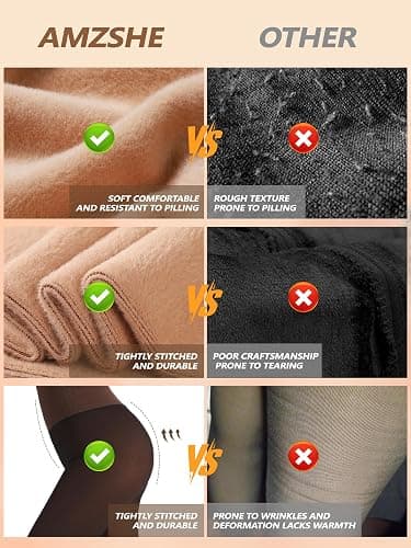 Amzshe Plus Size Fleece Lined Tights for Women, Fake Translucent Warm Winter Leggings, Control Top Thermal Tights thumbnail 4