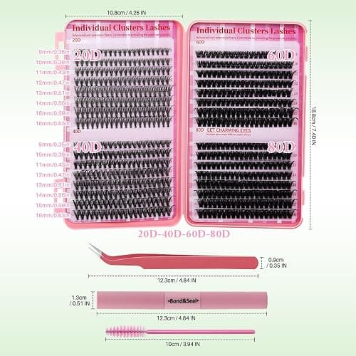 Lash Clusters Kit for Beginners Eyelash Clusters Kit Lashes Clusters Kit Cluster Lashes Pestañas Postizas Naturales with Lash Bond&Seal,Lash Tweezers,Brush RITALASH(640pcs 20D+40D+60D+80D Kit,9-16mm) thumbnail 8