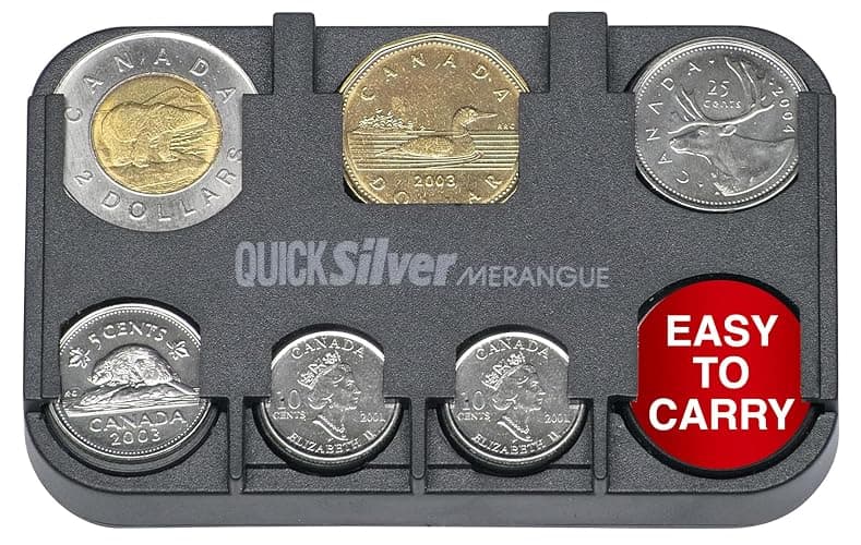 Merangue Quick Silver Coin Dispenser, Coin Holder for Canadian Coins, Car Accessories for Clutter-Free Storage, Alternative to Coin Purse for Automotive Vehicles, Pockets, or Purses, Black - Image 1