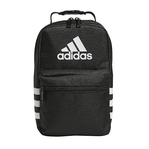 adidas Santiago Lunch Bag Cooler for Women and Men, Insulated Food Container Box with Mesh Pocket, Black/White, One Size - Image 1