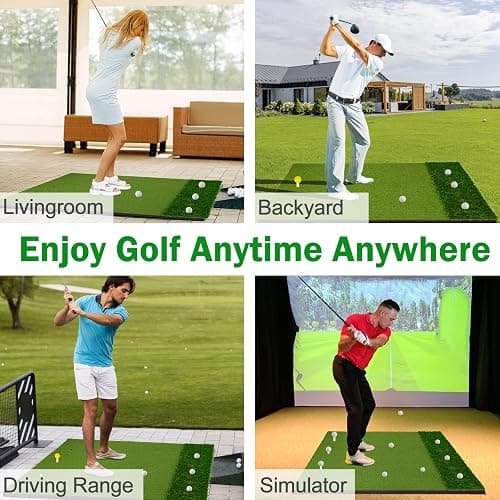 MONOJOY Golf Hitting Mat 5x4ft, Thick 31mm Artificial Turf Practice Mat with 6 Tees, Durable EVA Backing for Indoor | Outdoor Driving, Chipping & Swing Training thumbnail 5