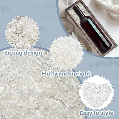 Sukh Crinkle Cut Paper Shreded - Mother's Day Paper Shred Filler as Confetti Paper Stuffing Baskets Filler for Cute Easter Wedding Birthday Decorative Craft Box Bags Wrapping Supplies 4.9OZ (White) thumbnail 2