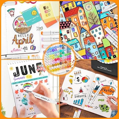 Caliart Alcohol Markers Brush Tip & Chisel, 101 Colors Dual Tip Art Markers for Adults Artists Sketch Illustration Coloring Book, Permanent Drawing Pen Set Art Supplies Christmas Gifts thumbnail 7