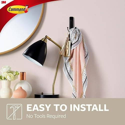 Command Large Matte Black Double Hooks, 2 Hooks and 2 Strips, Damage Free Hanging Wall Hooks with Adhesive Strips, No Tools Coat Hooks for Hanging Home Decor, Holds up to 4 lb thumbnail 3