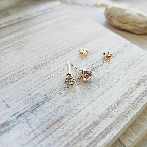 Tooliks CZ Diamond Stud Earrings - Gold Filled or Sterling Silver, Minimalist Everyday Studs 3-6mm thumbnail 7