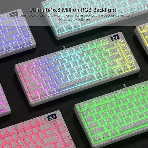 Womier SK80 75% Percent Keyboard with Color Multimedia Display Mechanical Gaming Keyboard Topographic, Hot Swappable Gasket Mount RGB Creamy Key Board Pre-lubed POM Switch for Mac/Win,White thumbnail 2