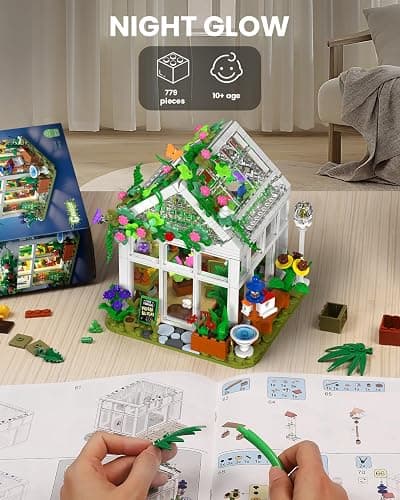 GEVINST Flower House Set for Adults Building Sets with Led Light, for Home Display Decoration, Greenhouse Model Kit, Xmas Gifts for Adults Teens Girls Friends Ages 8+ (779 Pieces) thumbnail 6