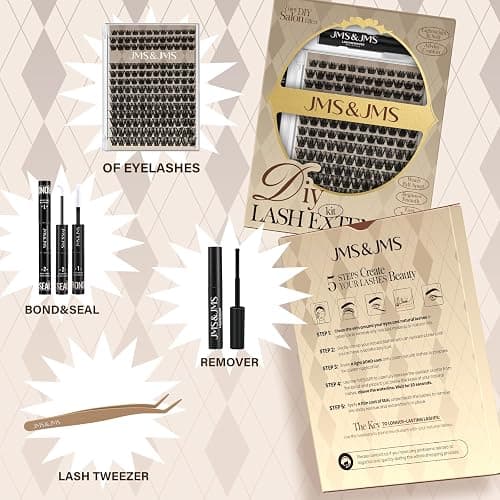 JMS&JMS Lash Clusters Kit Lash Extension Kit with Lash Bond and Seal Eyelash Applictor Lash Remover Eyelash Brush Lash Extension Kit for Beginner (MISS BELLA-8-18mix) thumbnail 4