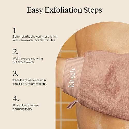 Kitsch Exfoliating Glove – Exfoliating Mitt - 2pc Black & Terracotta | Korean Exfoliating Mit & Deep Exfoliating Body Scrubber for Shower, Bath | Body Exfoliator Glove, Dead Skin Remover thumbnail 7