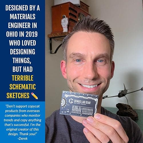 The Authentic Pocket Engineer - Small Metal Engineering Ruler Protractor Compass Scale, Techie Graduation Gadget Multitool, Mechanical/Civil Engineers Gift, Metric Mini 3 Inch Tool- Genius Lab Gear thumbnail 8