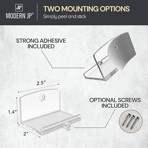 Modern JP Adhesive Vinyl Wall Mount (4-Pack) – Dual Display Album and Disc, Strong Hold Record Holder Wall, Record-Safe Easy Installation, Album Wall Mount for 1LP and 2LP – Clear thumbnail 3
