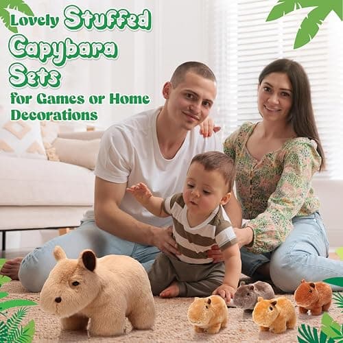 Hollowfly 5 Pcs Capybara Stuffed Animals Capybara Plush Set Gift for Kids Mommy with 4 Cute Babies Inside Soft Stuffed Plushies for Boys Girls Birthday Party Favors(Light Color) thumbnail 7