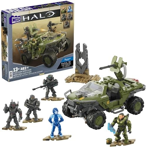 MEGA Halo The Series Vehicle Building Toys Set, FLEETCOM Warthog ATV with 469 Pieces, 5 Micro Action Figures, Poseable Articulation, Kids and Fans (Amazon Exclusive) - Image 1