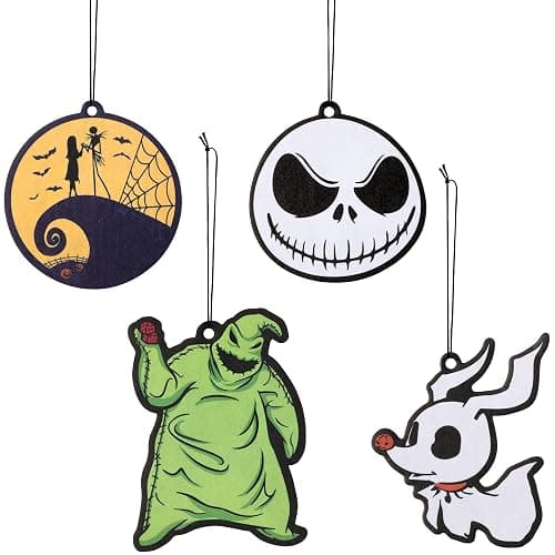 AccontOche 4Pcs Nightmare Sally Theme Car Air Freshener Hanging Fragrance Chips Zombie Bride Ghost Rearview Mirror Pendant Essential Oil Diffuser Hanging Scent Car Accessories Decor - Image 1