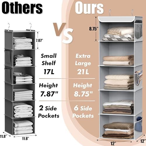 SimpleHouseware 5 Shelves Hanging Closet Organizer, Grey thumbnail 4
